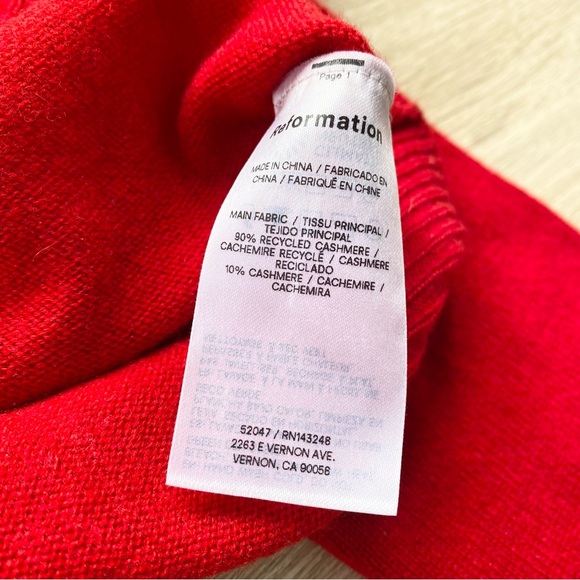 Reformation Dana Cashmere Crew Sweater Cherry Red Medium - Picture 5 of 12